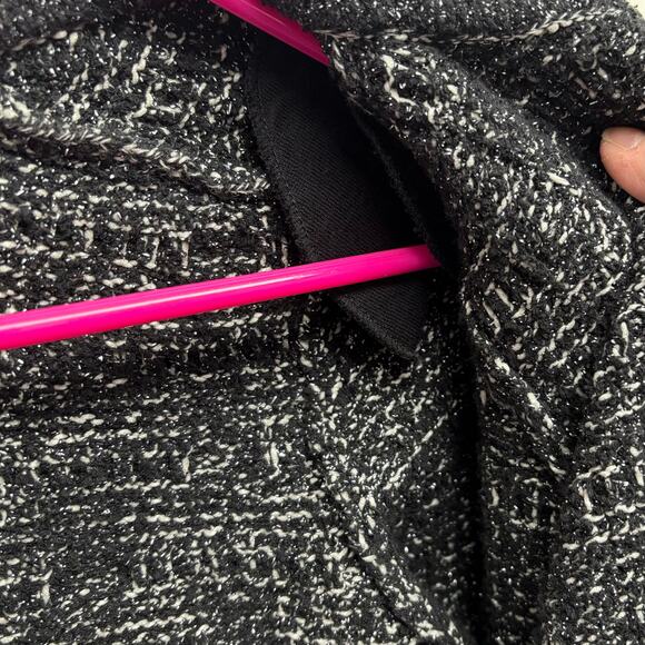 Ann Taylor Fringe Jacket, Black and White Stretch Knit Cropped Blazer, Size L - Picture 5 of 7